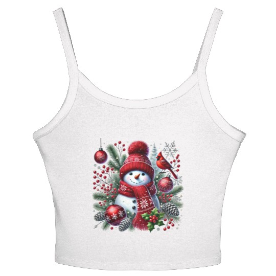 Snowman Christmas, Merry Christmas Women's Spaghetti Strap Tank Top
