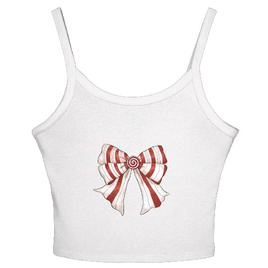 Christmas Coquette Bow, Cute Christmas Women's Spaghetti Strap Tank Top