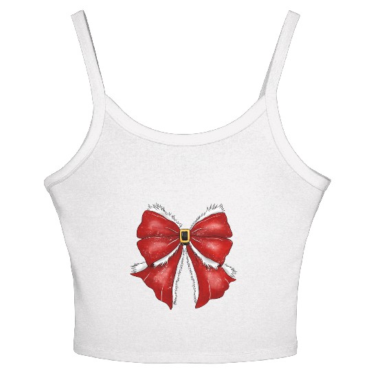 Christmas Coquette Bow, Cute Christmas Women's Spaghetti Strap Tank Top
