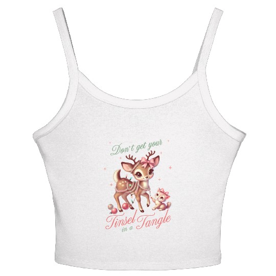 Don t Get Your Tinsel in a Tangle, Merry Christmas Women's Spaghetti Strap Tank Top