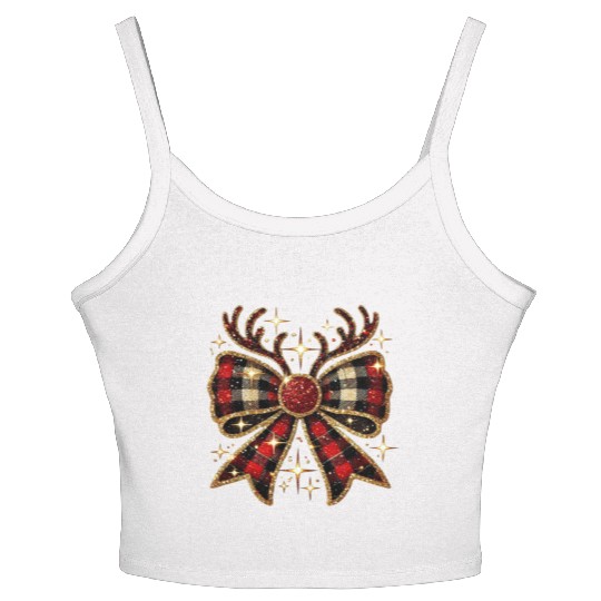 Christmas Reindeer Bow, Merry Christmas Women's Spaghetti Strap Tank Top