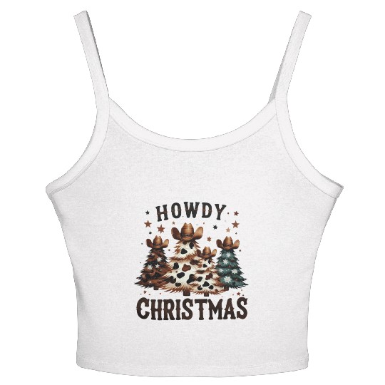 Howdy Christmas, Western Christmas Women's Spaghetti Strap Tank Top
