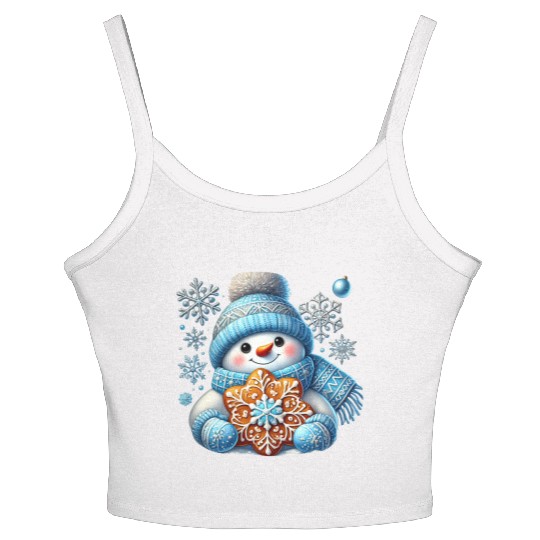 Snowman Christmas, Funny Snowman Women's Spaghetti Strap Tank Top