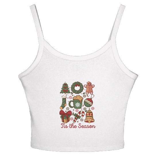 Tis the Season Retro Coquette Cute Christmas Women's Spaghetti Strap Tank Top