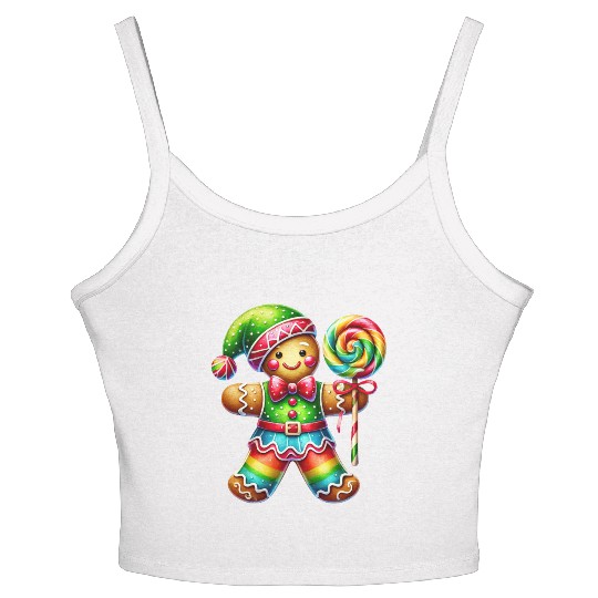 Gingerbread Christmas, Merry Christmas, Candy Women's Spaghetti Strap Tank Top