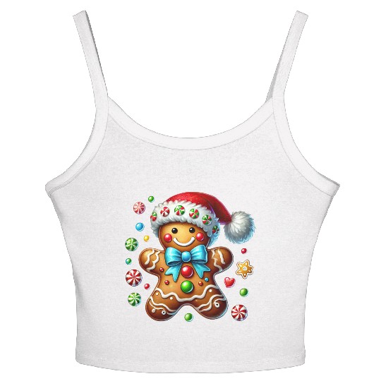 Gingerbread Christmas, Merry Christmas Women's Spaghetti Strap Tank Top