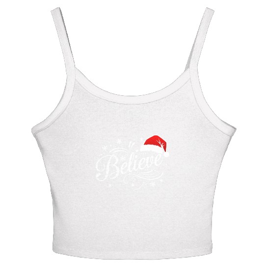 Believe in Santa Claus, Funny Christmas Merry Xmas Women's Spaghetti Strap Tank Top