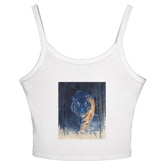 Majestic Tiger in the Bamboo Forest Women's Spaghetti Strap Tank Top