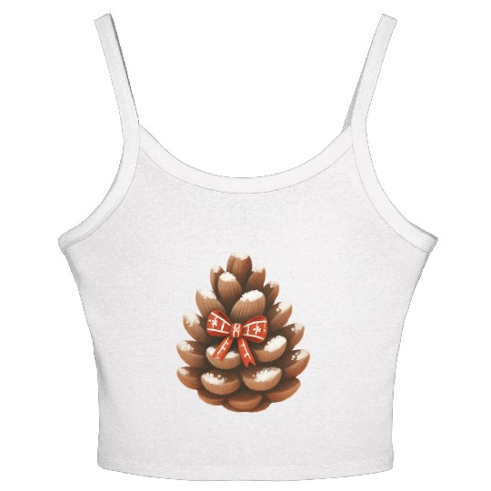 Christmas Coquette Bow, Cute Christmas Women's Spaghetti Strap Tank Top
