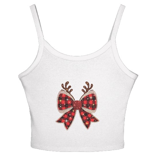 Christmas Coquette Bow, Merry Christmas Women's Spaghetti Strap Tank Top