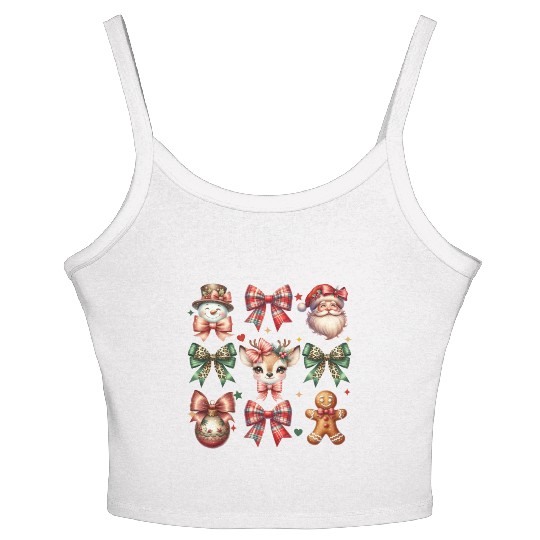 Christmas Coquette Bow Retro Christmas Women's Spaghetti Strap Tank Top