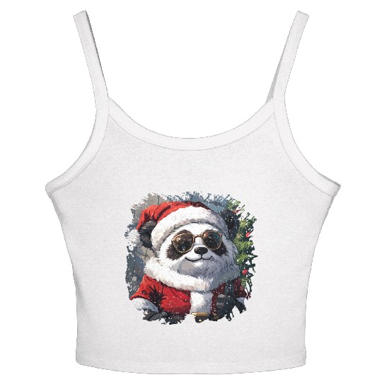 Panda Santa Claus Women's Spaghetti Strap Tank Top