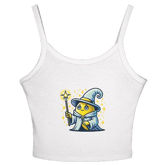 Cute Wizard Lemon with Magic Wand Women's Spaghetti Strap Tank Top