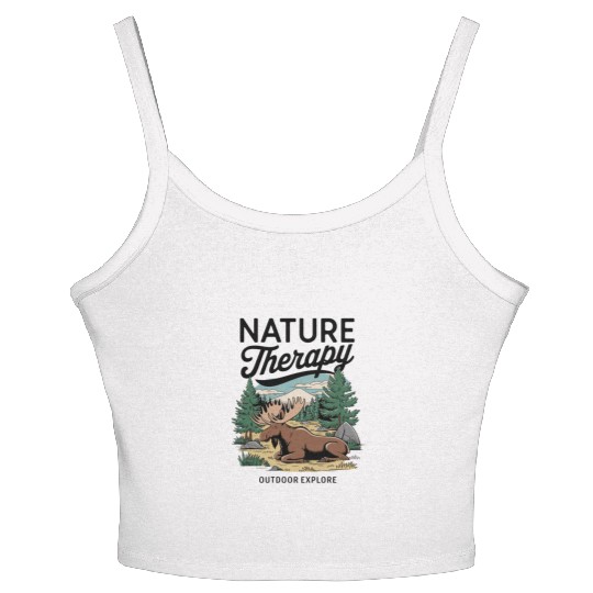 Moose in the Wild - Nature Therapy Graphic Women's Spaghetti Strap Tank Top