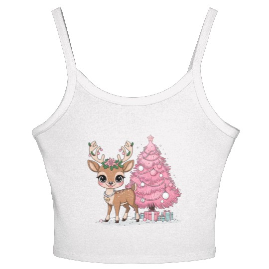 Coquette Christmas Reindeer Women's Spaghetti Strap Tank Top