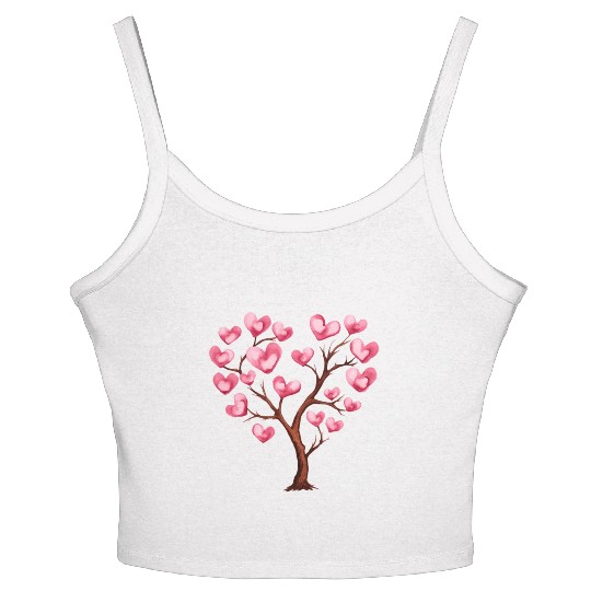 Heart Tree, Valentines Day Women's Spaghetti Strap Tank Top
