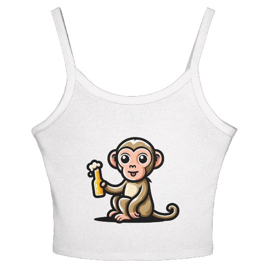 Cute Monkey Drinking Beer 3 Women's Spaghetti Strap Tank Top