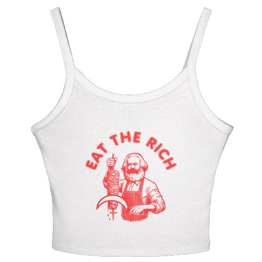 Eat the rich Karl Marx Eat Doner Kebab Rich Women's Spaghetti Strap Tank Top