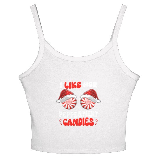 I Like Her Peppermint Candies Couples Christmas Women's Spaghetti Strap Tank Top