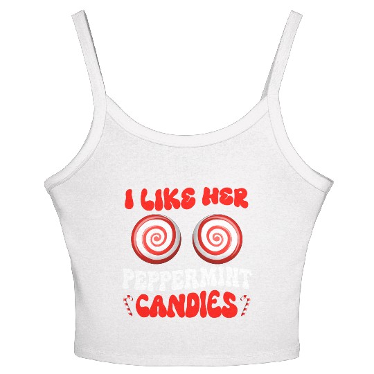 I Like Her Peppermint Candies Couples Christmas Women's Spaghetti Strap Tank Top