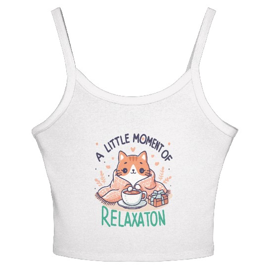 gift idea funny quote relaxation design kawaii cat Women's Spaghetti Strap Tank Top