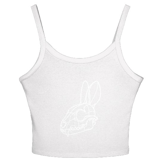 Minimalistic Vector Rabbit Skull Kids Drawing Women's Spaghetti Strap Tank Top