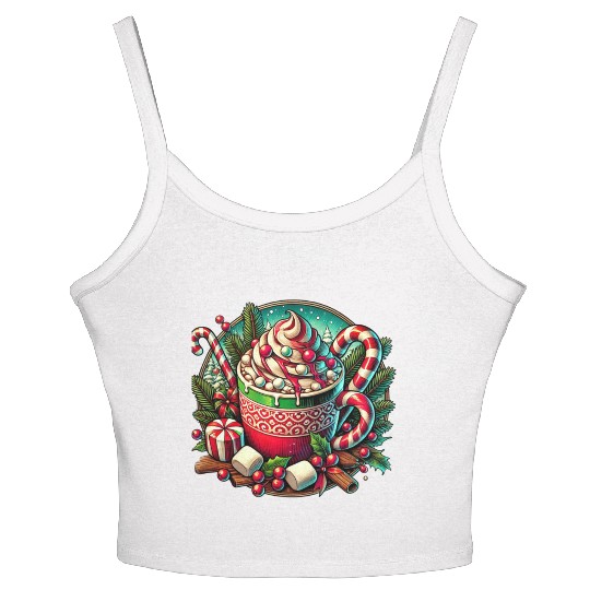 Festive Hot Cocoa Christmas Delight Women's Spaghetti Strap Tank Top