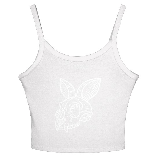 Minimalistic Vector Rabbit Skull Kids Drawing Women's Spaghetti Strap Tank Top
