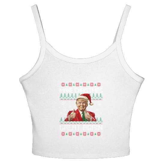 Make Christmas Great Again Xmas Funny Trump Women's Spaghetti Strap Tank Top