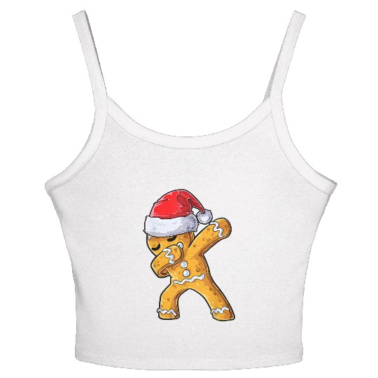 Dabbing Gingerbread Santa Christmas Xmas Cookie Women's Spaghetti Strap Tank Top