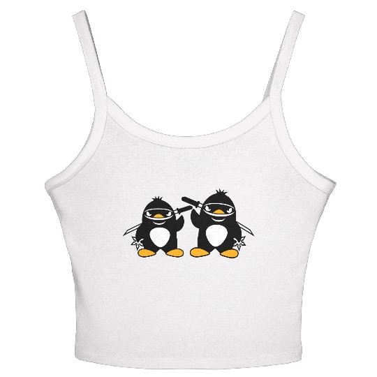 2 Penguins Ninja Samurai Japanese Katana Team Duo Women's Spaghetti Strap Tank Top