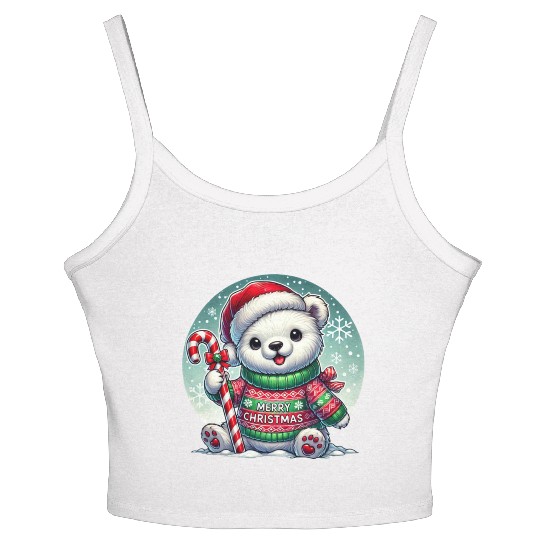 Polar Bear Christmas Sweater - Christmas Gifts Women's Spaghetti Strap Tank Top