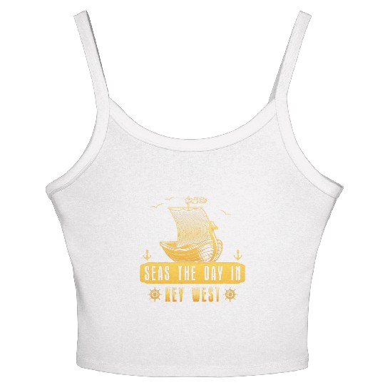 Florida Keys SEAS THE DAY IN KEY-WEST FLORIDA Women's Spaghetti Strap Tank Top