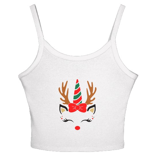 Reindeer unicorn, Christmas Women's Spaghetti Strap Tank Top