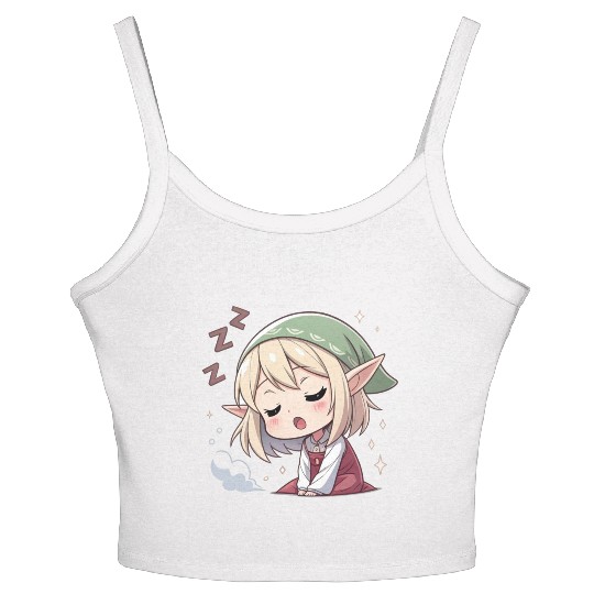 Sleepy Sprite: Cute Elf Napping So Lovingly Women's Spaghetti Strap Tank Top