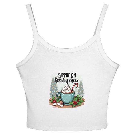 Sippin' On Holiday Cheer Hot Cocoa Women's Spaghetti Strap Tank Top