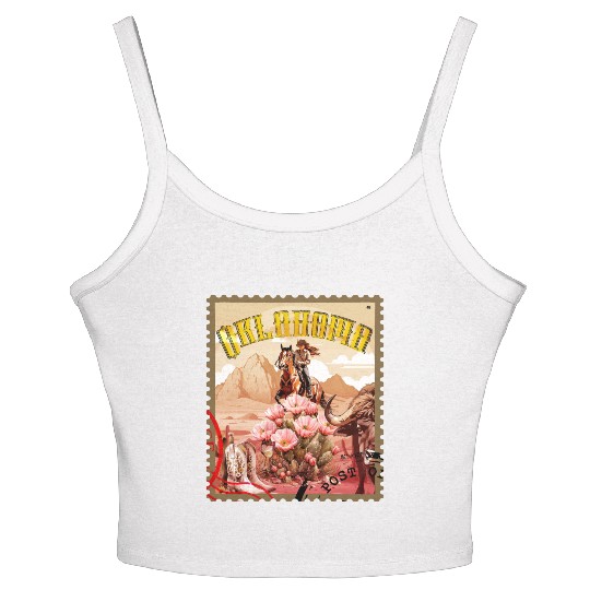 Oklahoma Cowgirl Stamp Women's Spaghetti Strap Tank Top