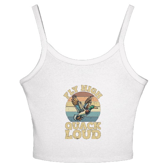 Mallard Duck Fly High Quack Loud Retro Water Bird Women's Spaghetti Strap Tank Top