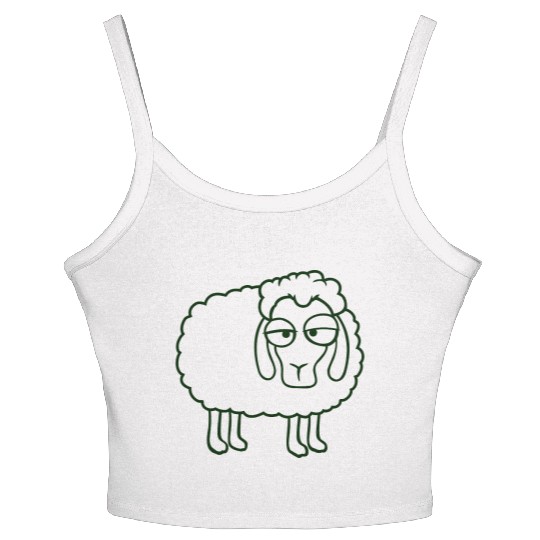 Sheep Tired Bored Look Little Sweet Lamb Bad Mood Women's Spaghetti Strap Tank Top