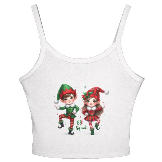 Christmas Plaid ELF Squad Women's Spaghetti Strap Tank Top