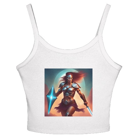 Barbarian warrior woman with magical sword Women's Spaghetti Strap Tank Top