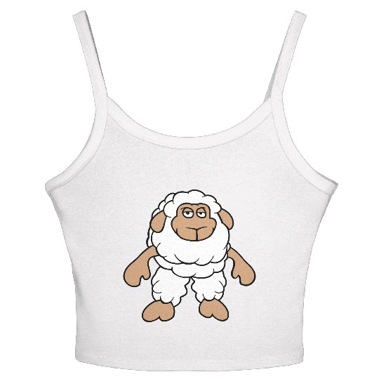 Sheep Standing Cool Bored Tired Cartoon Comic Cute Women's Spaghetti Strap Tank Top
