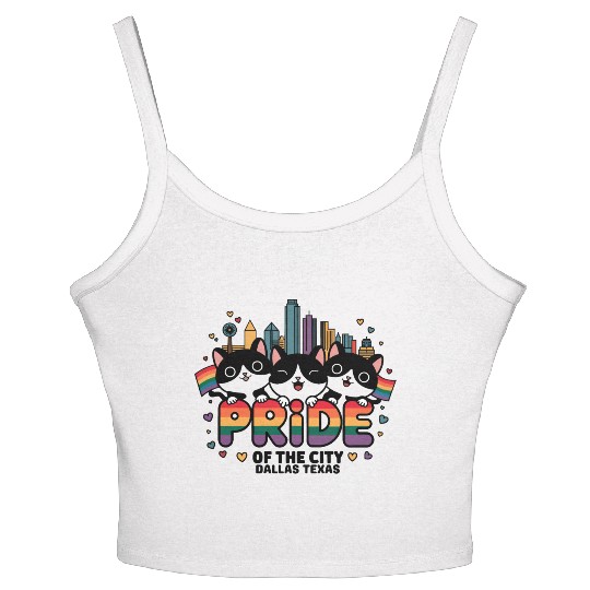 Pride of Dallas City Texas USA Rainbow Flag Women's Spaghetti Strap Tank Top