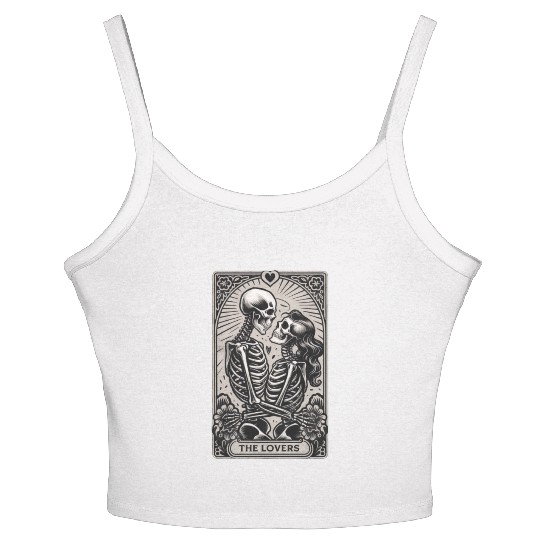 Vintage Gothic Skeleton Couple Tarot Card Women's Spaghetti Strap Tank Top