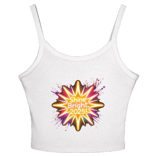 A large starburst glowing in neon light with 2025 Women's Spaghetti Strap Tank Top