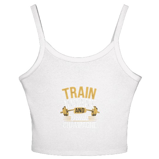 Train Insane And Drink Champagne 5 Women's Spaghetti Strap Tank Top