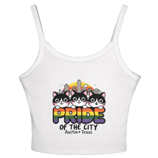 Pride of Austin City Texas USA Rainbow Flag Women's Spaghetti Strap Tank Top
