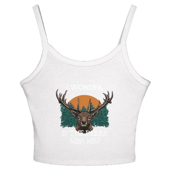 I Wonder If the Deers Miss Elk Hunting Antler Women's Spaghetti Strap Tank Top