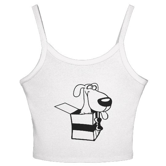 Dog Pet Gift Box Funny Crazy Surprise Fun Puppy Women's Spaghetti Strap Tank Top