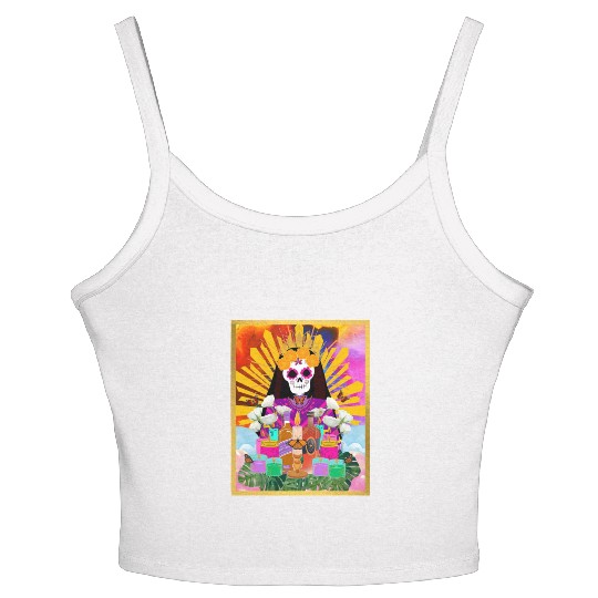 Rainbow Butterfly Santa Muerte Women's Spaghetti Strap Tank Top